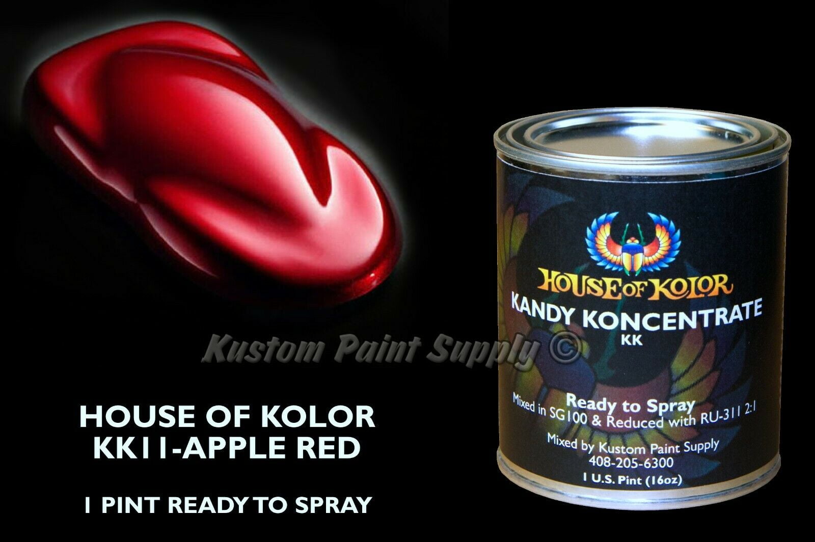 Apple Red Kandy KK11 House of Kolor 1 Pint Can Ready To Spray Candy Paint