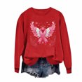 thumbnail image 2 of Nmnitkp Women Breast Cancer Awareness Sweatshirt Pink Ribbon Inspirational Tops Casual Long Sleeve Fall Winter Pullover Red,XL, 2 of 5