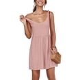 thumbnail image 3 of Women Summer Dress Sexy Scoop Neck Tie Shoulder Strap A-Line Skater Swing Mini Dress Sleeveless, 3 of 5