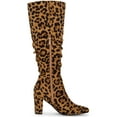 thumbnail image 5 of DARING DIVA Women's Pointed Toe Chunky Heel Knee High Boots Leopard 6.5, 5 of 6