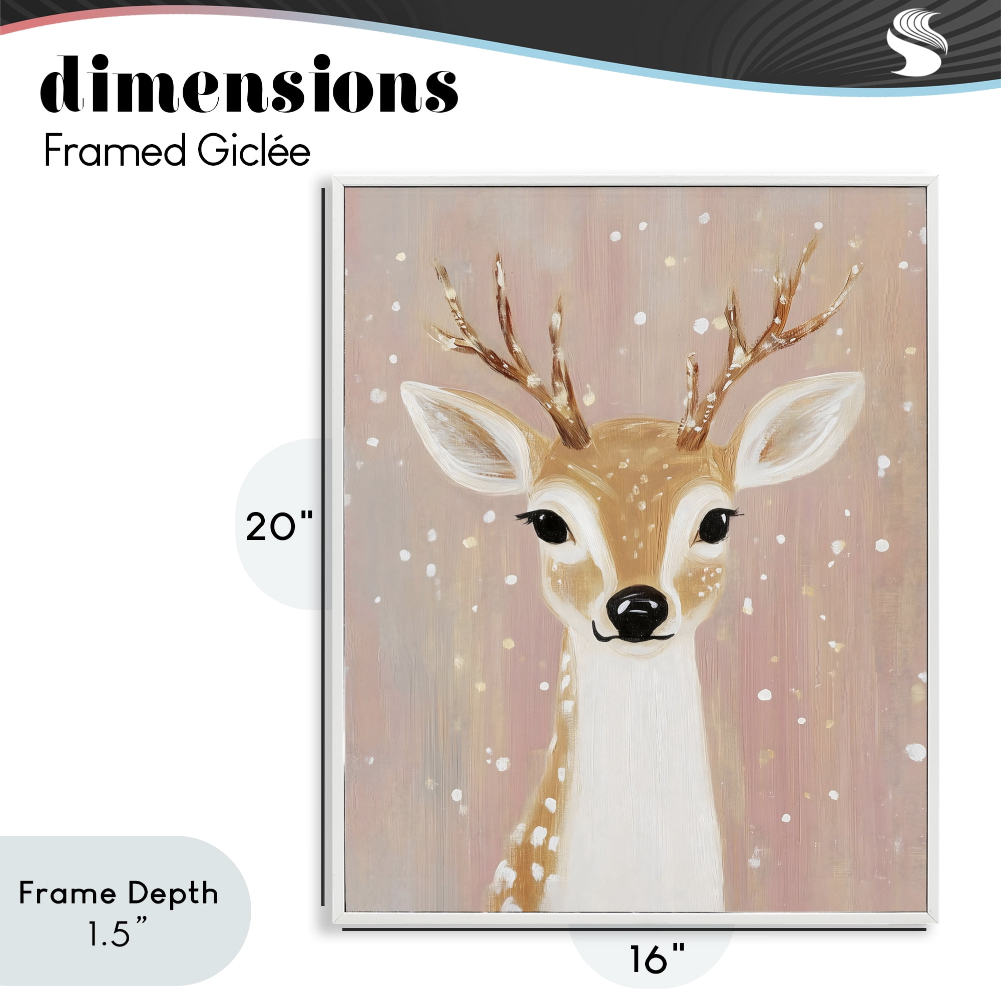 Stupell Industries Blush Pink Deer with Snowflakes White Framed Giclee Art, design by The Prints Vibe