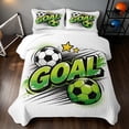 thumbnail image 2 of Manfei Sports Soccer Bed Spread Queen, Goal Print Queen Coverlet Set, Green Multicolor, Reversible 3pcs, 1 Quilt and 2 Pillowcases, 2 of 7