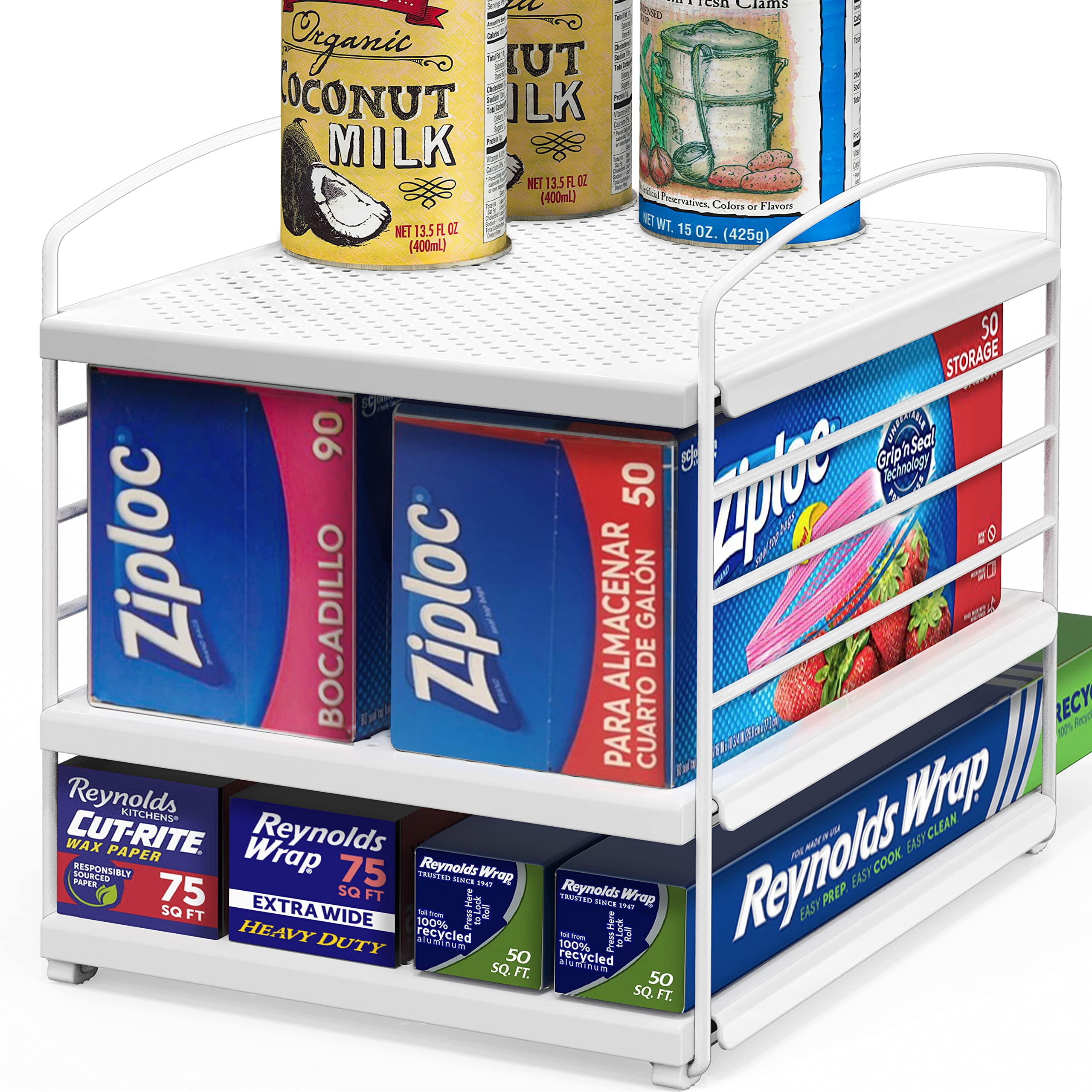 SimpleHouseware Kitchen Wrap Organizer Storage Rack with Height