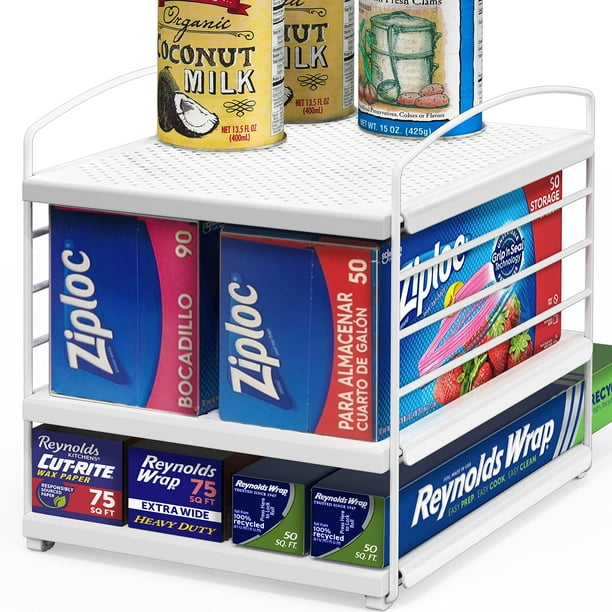 SimpleHouseware Kitchen Wrap Organizer Storage Rack with Height