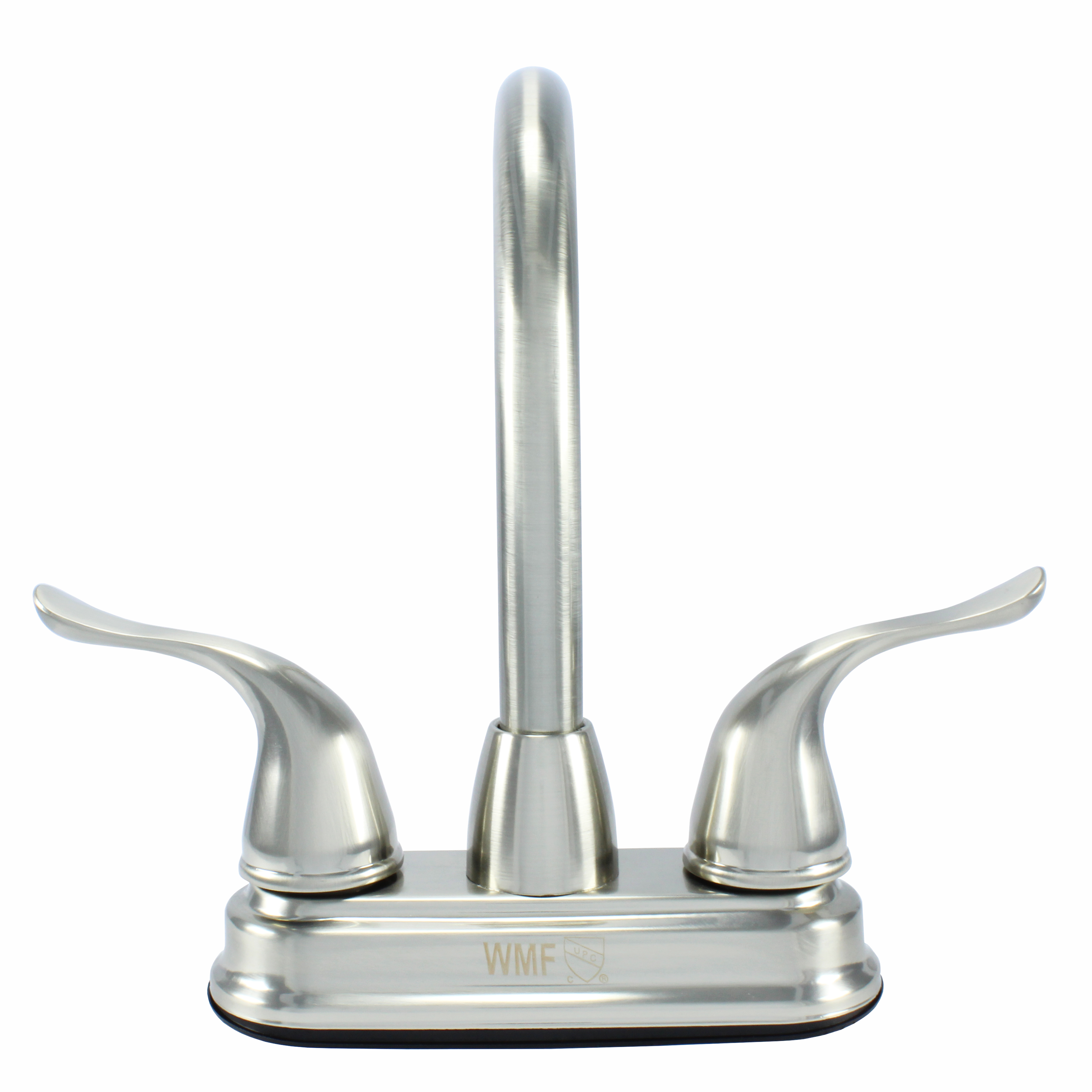 WMF-4225GNZMLP-BN - Hybrid Metal Deck Lavatory Bathroom Faucet, Double Handle,360 Degree Swivel High Arc, Washerless, Pop-up Included