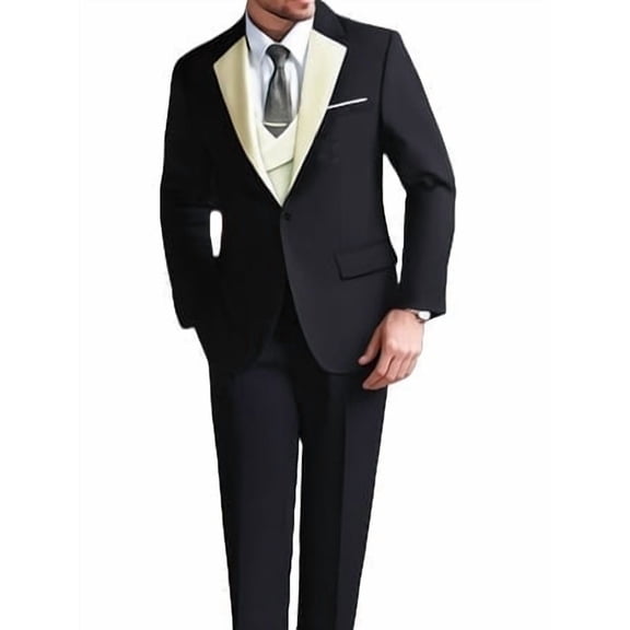 i.Finelong Men's 3-piece business suit, consisting of a blazer, a waistcoat and trousers, suitable for business trips, weddings and dinner parties.