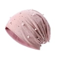 thumbnail image 2 of Naierhg Beanie Women Beanie Hat Faux Pearl Decor Elastic Knitted Headgear Solid Color Keep Warm No Brim Casual Women Winter Bonnet Women HeadwearPink, 2 of 8