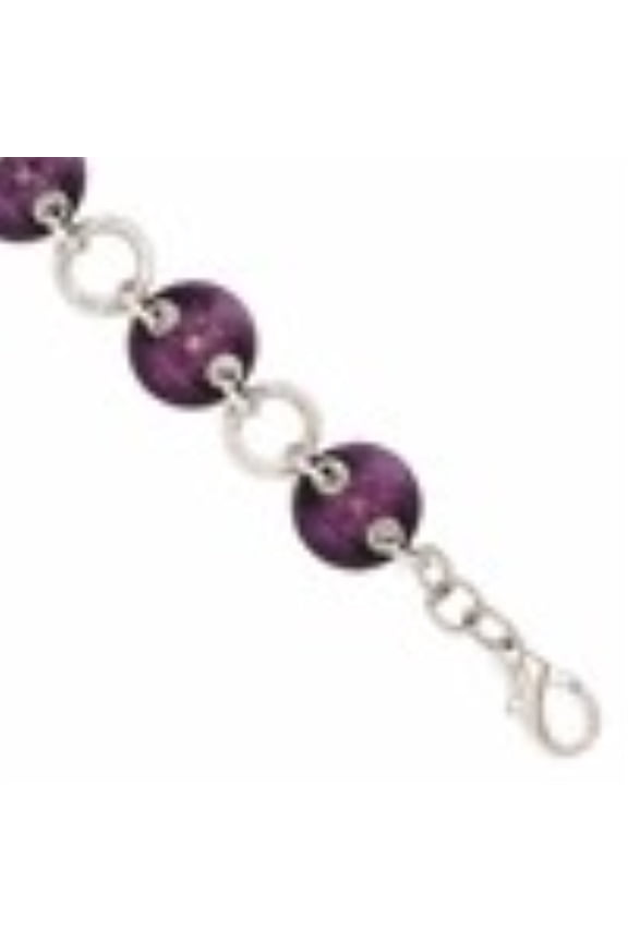 Titanium & Sterling Silver Anodized Pink Bracelet for Women 8"