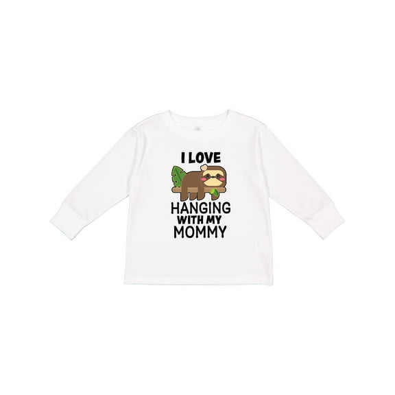 Inktastic I Love Hanging out with My Mommy with Sloth Boys or Girls Long Sleeve Toddler T-Shirt
