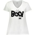 thumbnail image 3 of Inktastic Halloween Boo with Spider and Web in Black Women's Plus Size V-Neck T-Shirt, 3 of 5