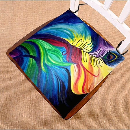 ZKGK Peacock Feathers Seat Pad Seat Cushion Chair Cushion Floor Cushion Two Sides 20x20 Inches
