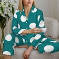 thumbnail image 6 of Yiaed Teal And White Polka Dot Print Pajamas Women's Long Sleeve Sleepwear Soft Button Down Loungewear Pjs Lounge Set Nightwear Womens Pajama Pants-Medium, 6 of 7