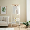 thumbnail image 2 of Luci Convenient Metal Clothes Rack ST17260 with Lockable Caster Wheels, Storage & Clothes Hanging Bar , Heavy Duty Clothing Rack, White, 2 of 6