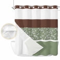 thumbnail image 2 of Sage Green Brown Flowers No Hook Shower Curtain Waterproof,Bathroom Curtains with Snap in Liners and See Through Top Window,Classic Botanical Art Elegant Hotel Style Bathtub Curtains Shower 66"Wx72"L, 2 of 8