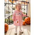 thumbnail image 6 of RUINIXCW Toddler Baby Girl Halloween Dress Outfit Little Baby Girls Fall Smocked Dress Clothes Funny Ghost Pumpkin Spider Embroidery  Doll Collar Long Sleeve Gingham Plaid Dress, 6 of 9