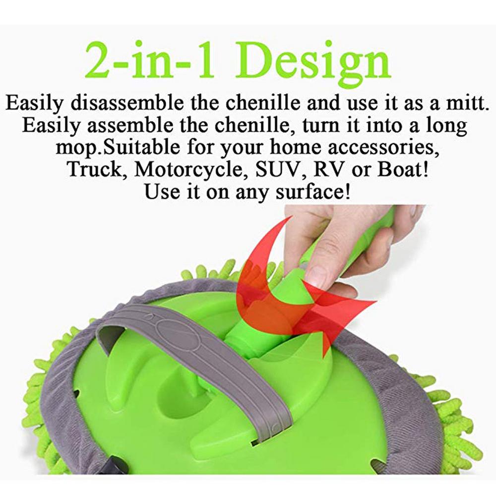 2 In 1 Chenille Microfiber Car Wash Mop Mitt With 44 5 Aluminum Alloy Long Handle Brush Duster Not Hurt Paint Scratch Free Cleaning Tool Dust Collector Supplies For Washing Car Truck Rv Walmart Com