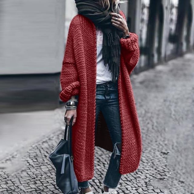 Simua Women's 2024 Fall Fashion Long Batwing Sleeve Open Front Solid Color Knit Cardigan Sweater
