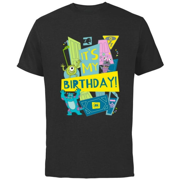 Disney and Pixar’s Monsters, Inc. It’s My Birthday - Short Sleeve Cotton T-Shirt for Adults - Customized-Black