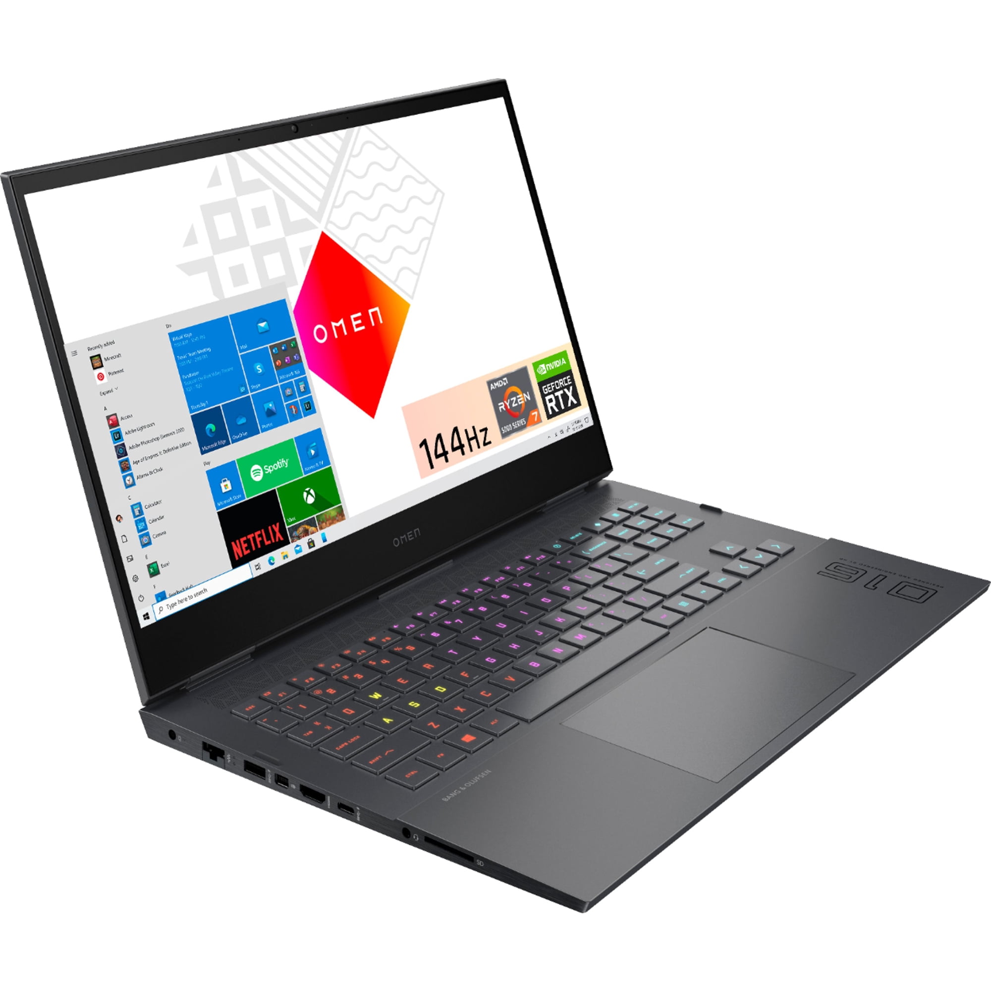 HP Omen 16 Gaming Laptop 16.1" Diagonal FHD IPS 144Hz Display AMD Octa-Core Ryzen 7 5800H 16GB DDR4 512GB SSD NVIDIA GeForce RTX 3050 Ti 4GB RGB Backlit Keyboard B&O Audio HDMI USB-C Win11 Black