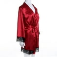 thumbnail image 3 of Women Satin Kimono Bridesmaid Silky Lace Bathrobe Night Gown Robe, 3 of 6
