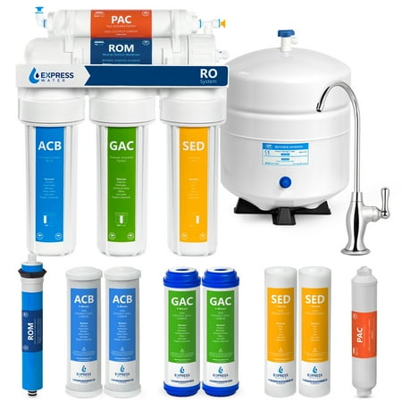 Express Water Reverse Osmosis Water Filtration System – 5 Stage RO Water Purifier with Faucet and Tank – Under Sink Water Filter – plus 4