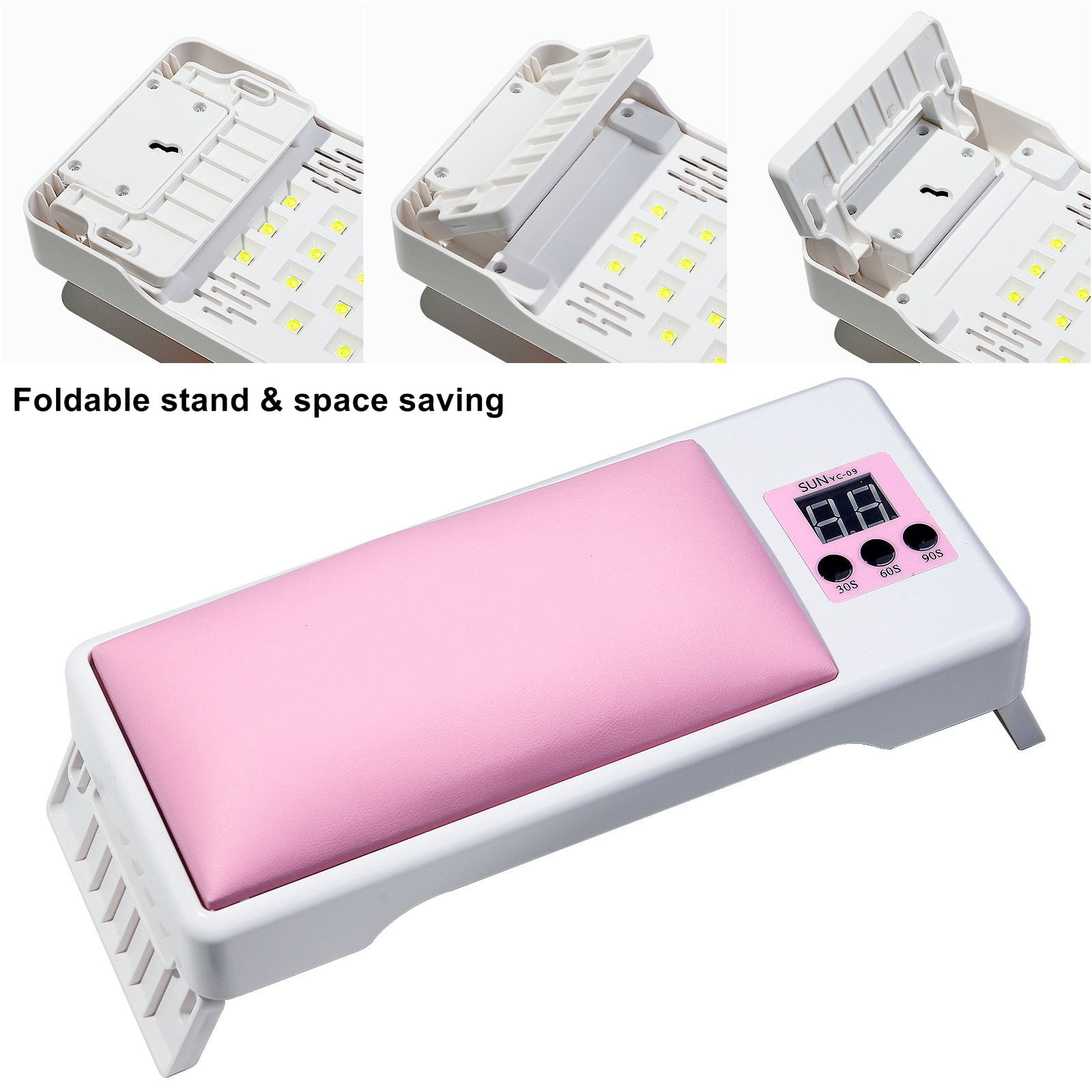 2 in 1 Nail Arm Rest with UV Led Nail Lamp Nail Dryer Hand Rest Pillow Stand Nail Supplies Pink