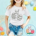 thumbnail image 3 of MIXUE Toddler Girls Tops & T-Shirts Easter Bunny Diy Print Crew Neck Short Sleeve Tops Pullover Tee Shirts Streetwear,White,2-3 Years, 3 of 5