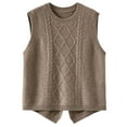 thumbnail image 3 of Women's Solid Color Round Neck Sleeveless Blouse Tank Top Tops Shirts Pullover V Neckline Loose Fit Casual Daily Wear Soft Lightweight Breathable Professional Desk | CSEONE,Coffee Free Size, 3 of 9