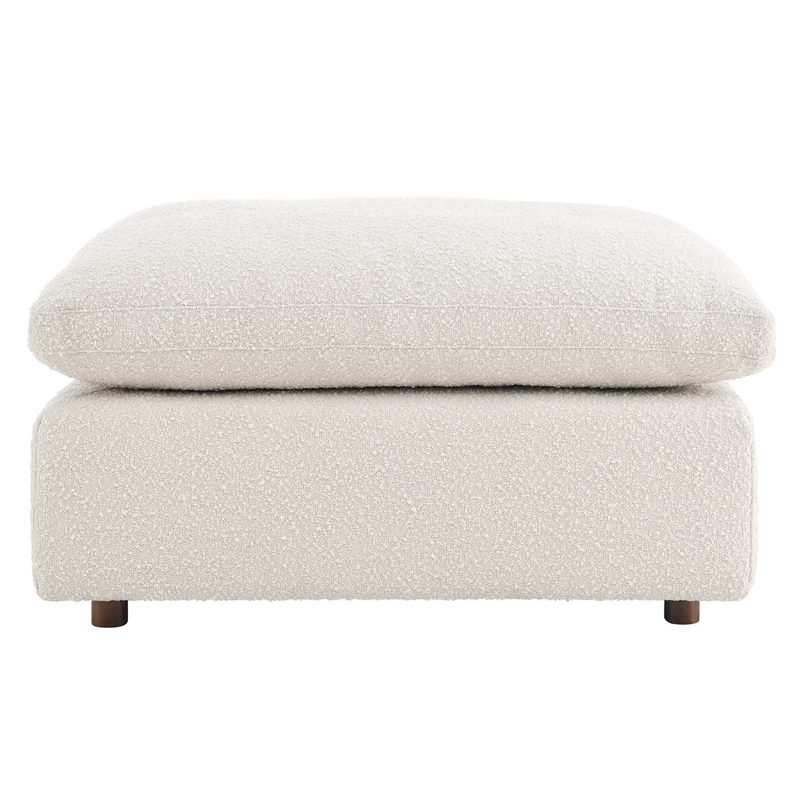 Modway Commix Upholstered Boucle Fabric & Solid Wood Ottoman in Ivory