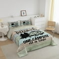 thumbnail image 2 of Camper King Comforter Set for Women,Camping Themed Bedding for Travel Trailers,RV Camping Car Down Comforter,Wood Board Rustic Country Style Duvet Insert Camper Accessories for Inside Teal Green Blue, 2 of 5