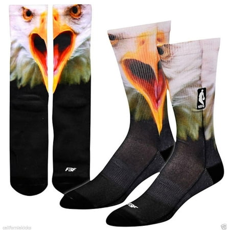 - FBF For Bare Feet Men's NBA Sublimated Crew Socks Large (10-13) Eagle Graphic USA