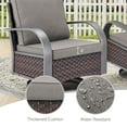 thumbnail image 6 of POCASSY Outdoor Fire Pit Conversation Set with Patio Swivel Chairs Set of 4, Outdoor Patio Furniture Set Metal Arm Swivel Chair and 43" Propane Firepit Table Rectangular, Brown Wicker/Gray Cushion, 6 of 15