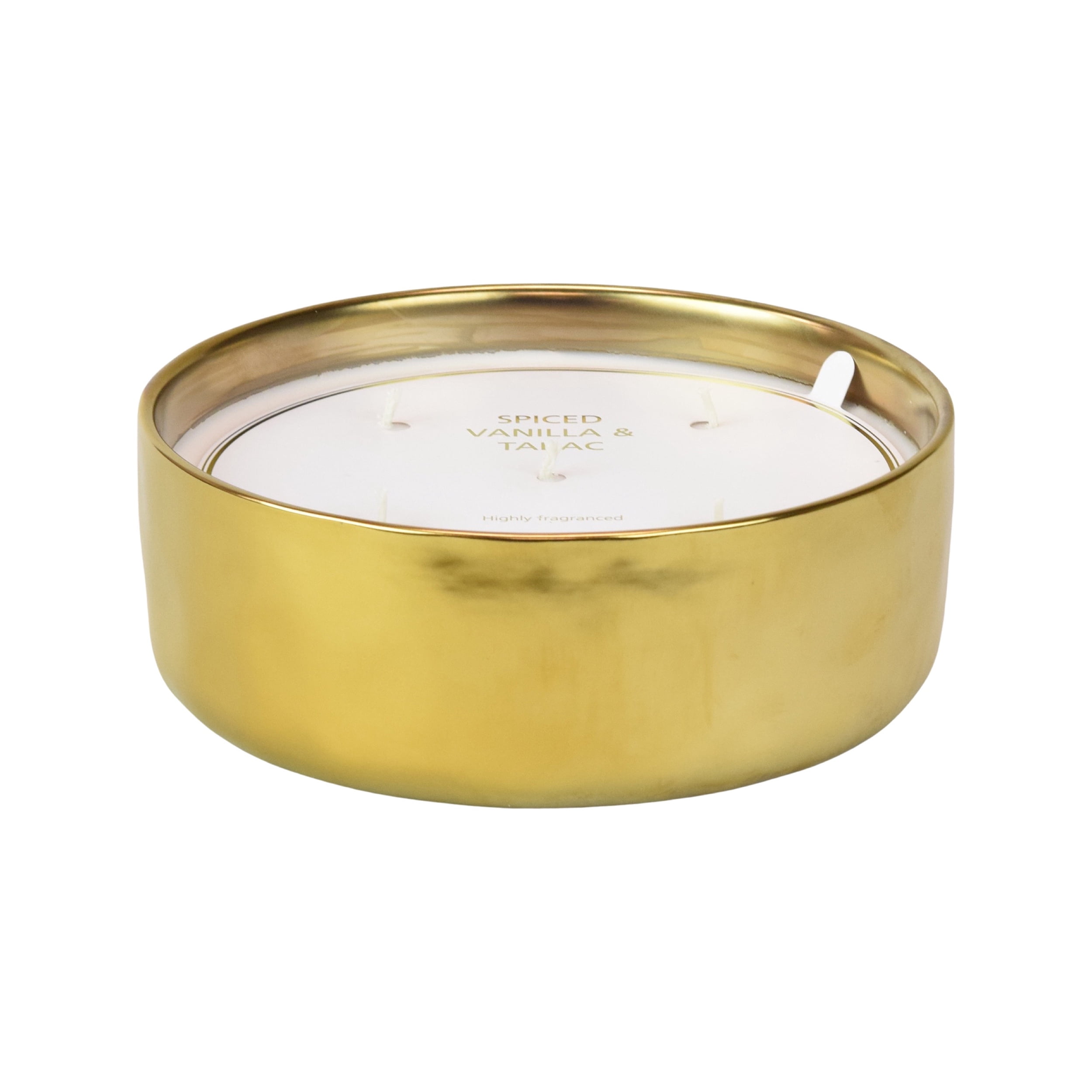 Home Décor Collections 43.7oz Spiced Vanilla & Tabac Scented 5-Wick Gold Glazed Ceramic Candle