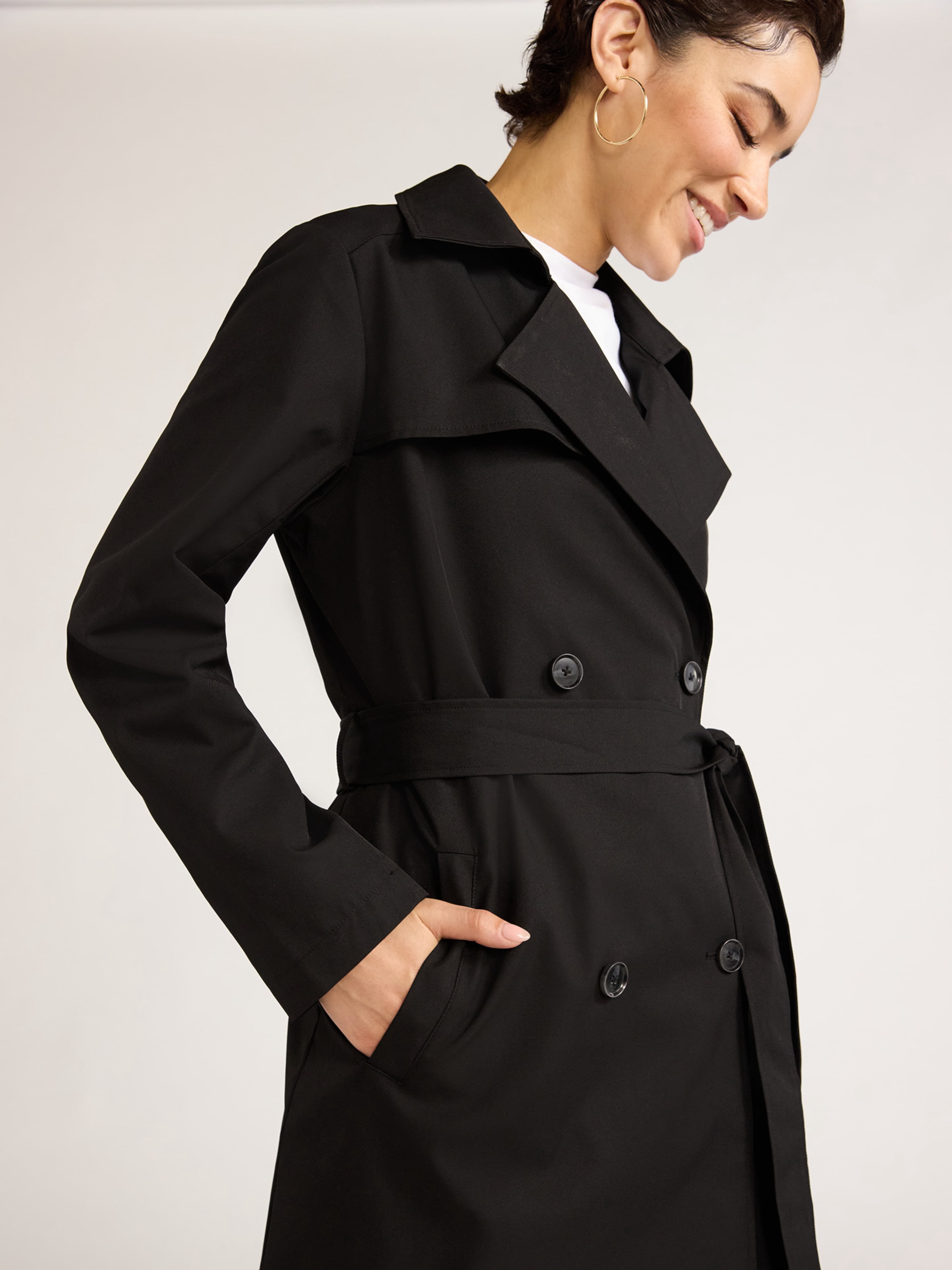 Sofia Jeans Women's and Women's Plus Size Double Breasted Trench Coat, Sizes XS-5X