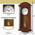 thumbnail image 2 of Pendulum Wall Clock Battery Operated - Large, Wooden Hanging Grandfather Wall Clock with Pendulum, 27x11 - Quiet, Made with Real Wood for Living Room Decor, Office & Home Décor Gift, 2 of 8