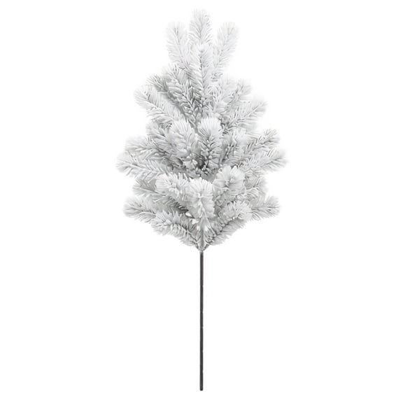 MInHoues 2 Pcs Artificial Pine Branches, 24.8" Frosted Snowflake Flocked Floral Stems for Christmas, Winter Table Centerpiece Home Decor, DIY Wreath Making Craft Supplies