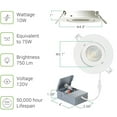 thumbnail image 4 of 3-inch Integrated Panel with Gimbal 5000K 7w, 560lm, Dimmable, LED Recessed Light Kit in White with Junction Box - Energy Star (3-inch Integrated Panel 4000K, Black), 4 of 4
