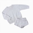 thumbnail image 3 of yboeqw Kids 2Pcs Winter Outfits Toddler Boys Long Sleeve Solid Clothing Crewneck T-Shirt and Comfy Shorts Clothes Set Grey,Size 7-8Years, 3 of 5