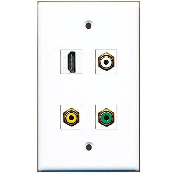 RiteAV - 1 Port HDMI 1 Port RCA White 1 Port RCA Yellow 1 Port RCA Green Wall Plate