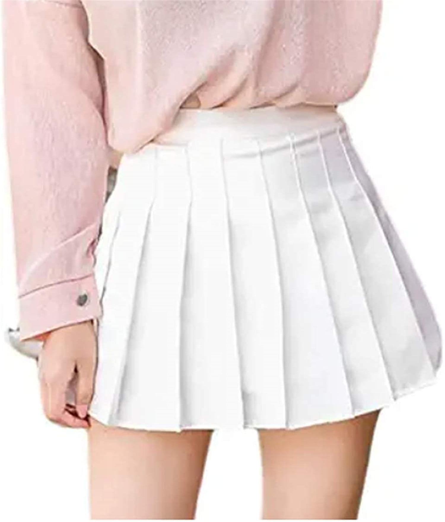 Womens Pleated Plaid Skirts High Waisted Skater Tennis School A-Line Skirt with Shorts