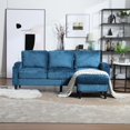 thumbnail image 3 of Convertible Sectional Sofa Couch,Modern Chenille Fabric L-Shaped Couch 3-Seat Sofa with Reversible Chaise for Living Room,Teal, 3 of 8