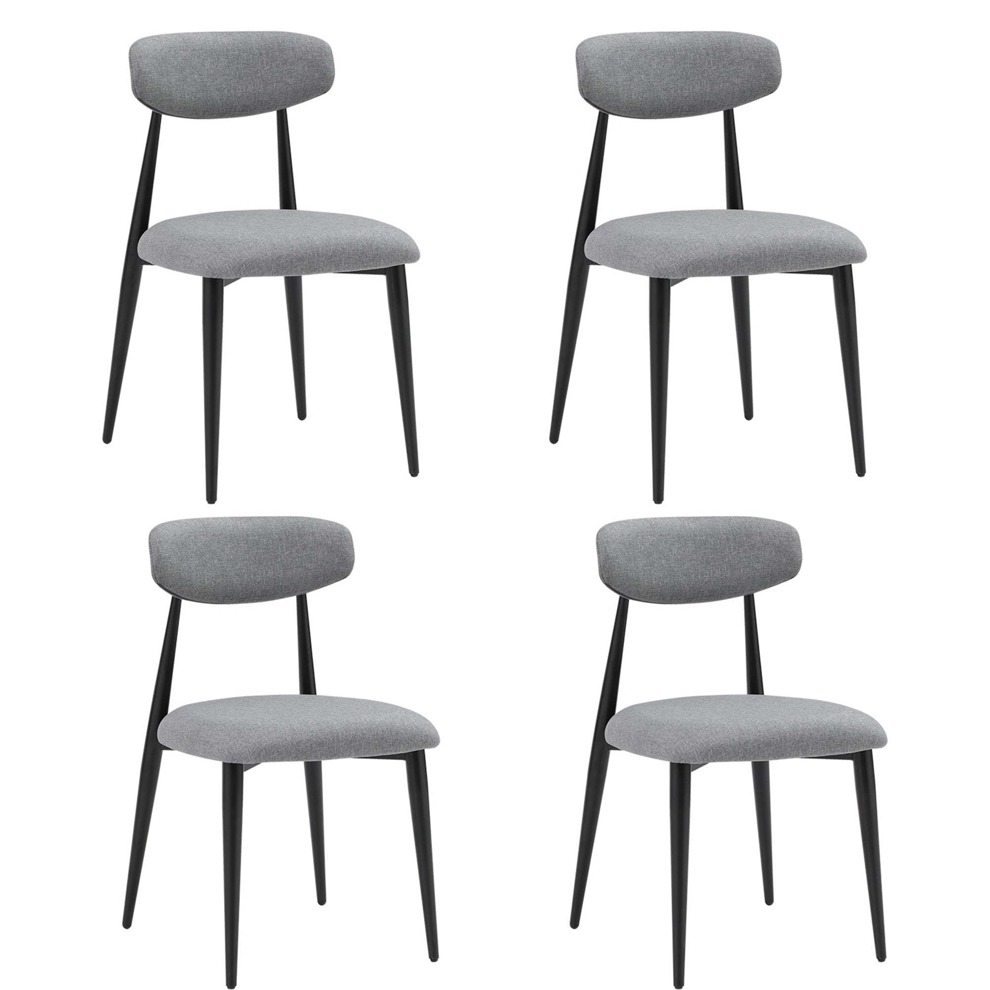 Kadyn Modern Dining Chairs Set of 4, Dining Room Chairs with Curved Backrest Round, Upholstered Kitchen Chairs for Living Room, Gray
