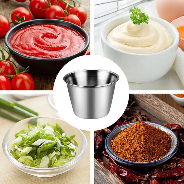 Stainless Steel Cup 2 oz For Sauces And Condiments Dishwasher Safe Rust Resistant Kitchen Serving Cup