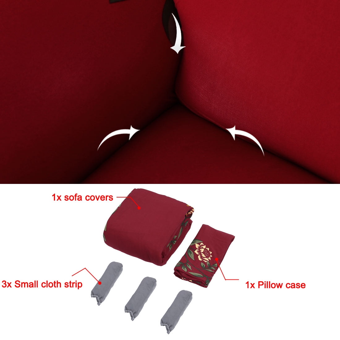 Unique Bargains 1-Piece Contemporary Floral Stretch Armchair Sofa Cover, Red