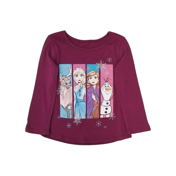 Disney Frozen Toddler Girls Magenta Pink Elsa Anna Olaf T-Shirt Tee Shirt 2T