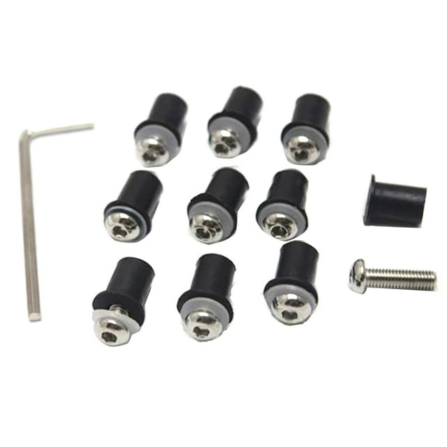DYNWAVECA Lot de 10 Vis de Pare-Brise de Moto en Aluminium avec Rondelles et Argent