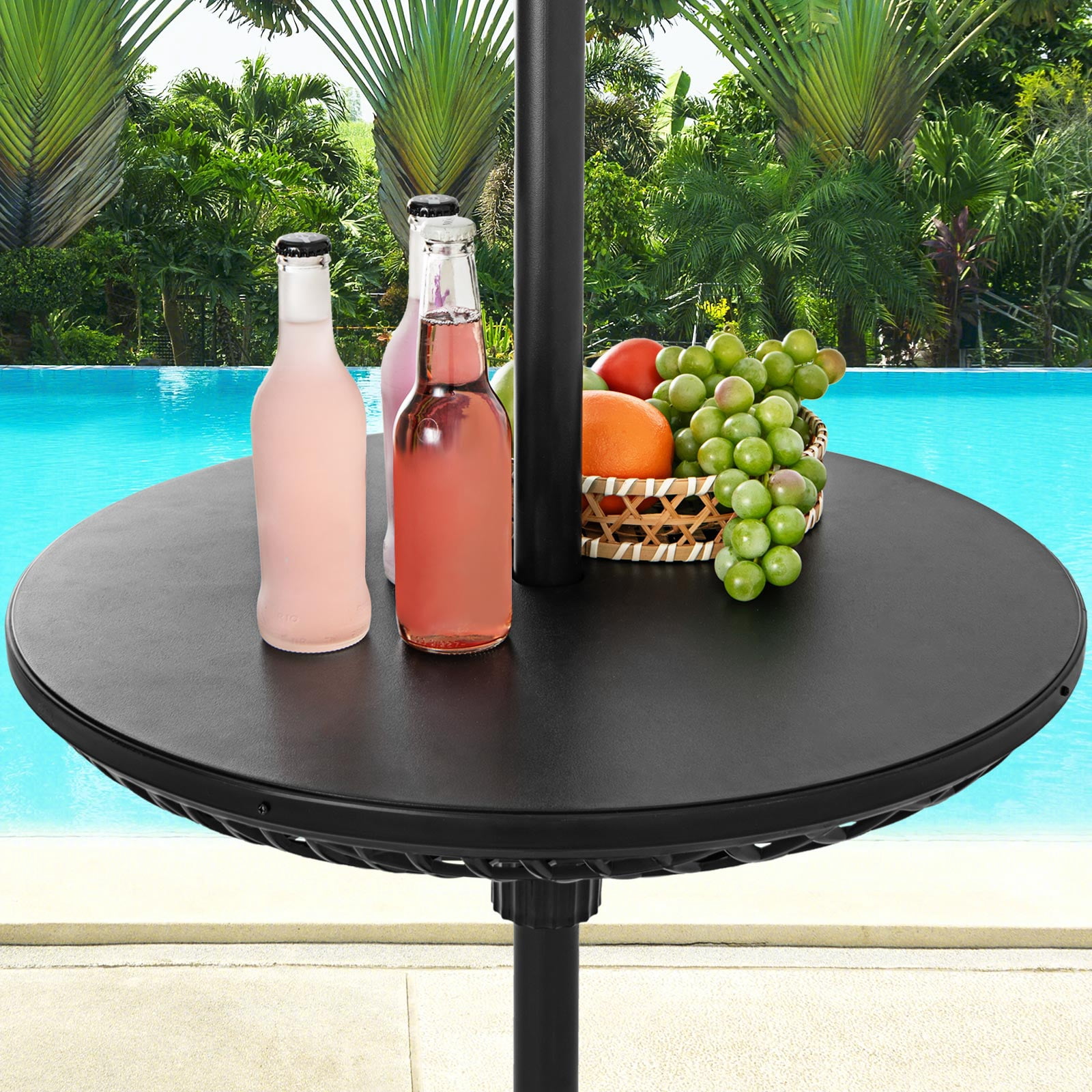 Topbuy Patio Umbrella Table Tray 23" Outdoor Round Adjustable Umbrella Table