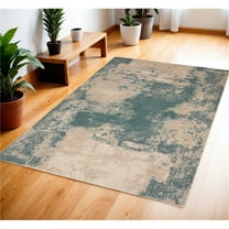 HomeRoots 552784 4 x 6 ft. Abstract Rectangle Area Rug, Ivory & Teal Blue