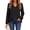 Black, variant on Women's V Neck Ribbed Knit Long Sleeve Tops Casual Bishop Sleeve Pullover Shirts for Fall Daily Wear
