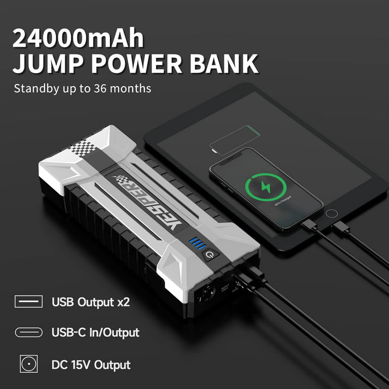 AVAPOW Car Battery Jump Starter 4000A Peak,12V Portable Jumpstart Box for  Up to 10L Gas 10L Diesel Engine with Booster Function,PD 60W Fast Charging